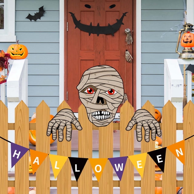 Mom's Best Letreros de Halloween para asomarse a la cerca del jardín