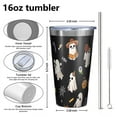 thumbnail image 4 of 16oz Tumblers Halloween Ghosts with Costumes Stainless Steel Vacuum Insulated Double Wall Travel Tumbler Cups Mug with Lid and Straw,Cleaning Brush for Coffee,Tea, 4 of 4