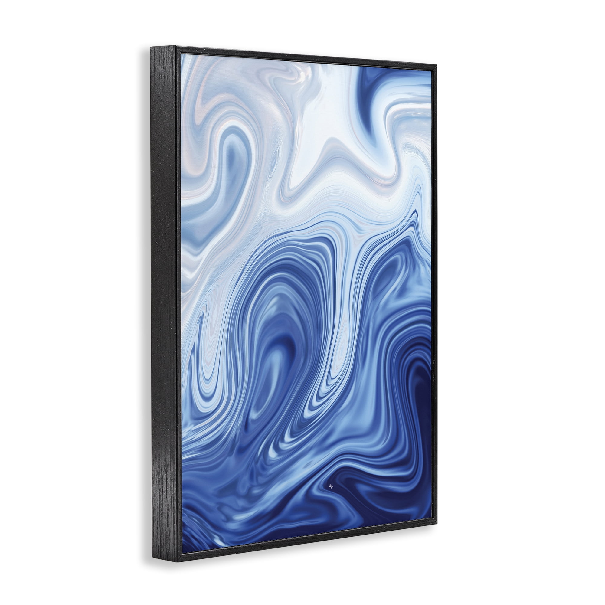 Stupell Industries Blue Marble Fluidity Black Framed Giclee Art, design by Martina Pavlova