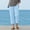 Light Blue, variant on Women's Cotton Linen Straight Leg Pants Elastic Waist Casual Ankle Cropped Trousers with Pockets Stretch Pull On Comfy Pants