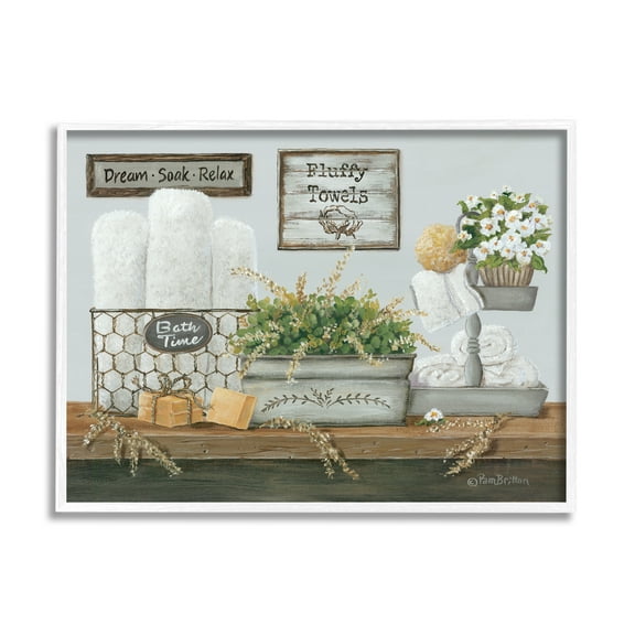Stupell Industries Country Washroom Counter Still Life Bathroom Towel, 30 x 24,Design by Pam Britton