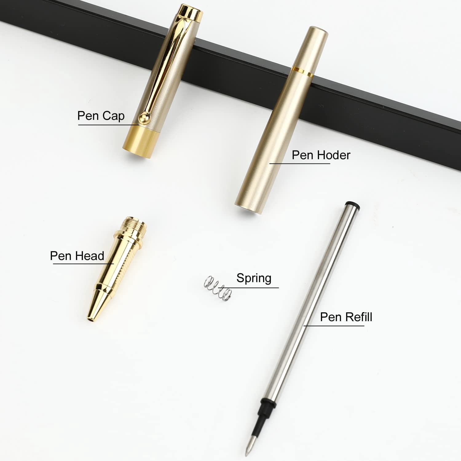 Ballpoint Pen Black Refill Luxury Line Width 0.5mm Ball Gift Set For Men & Women Professional Executive Office Nice Ballpens Classy Box (gold)
