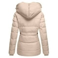 thumbnail image 4 of MAOQHI Winter Hooded Jacket for Womens Full Zip Front Lined Windproof Outerwear Padded Jacket for Cold Weather Cozy Casual Wear Beige M, 4 of 4