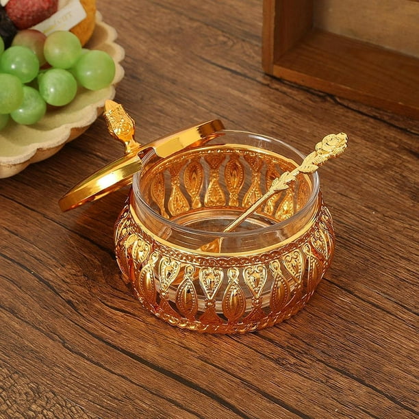Sugar Bowl Bowl Multifuncional con tapa y cuchara de contenedor de azúcar de jarra de almacenamiento de estilo europeo para barra de cocina para