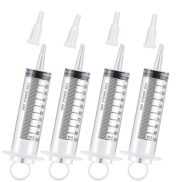 4 Pack 100ml Syringes, Large Plastic Garden Syringe, Dispensing