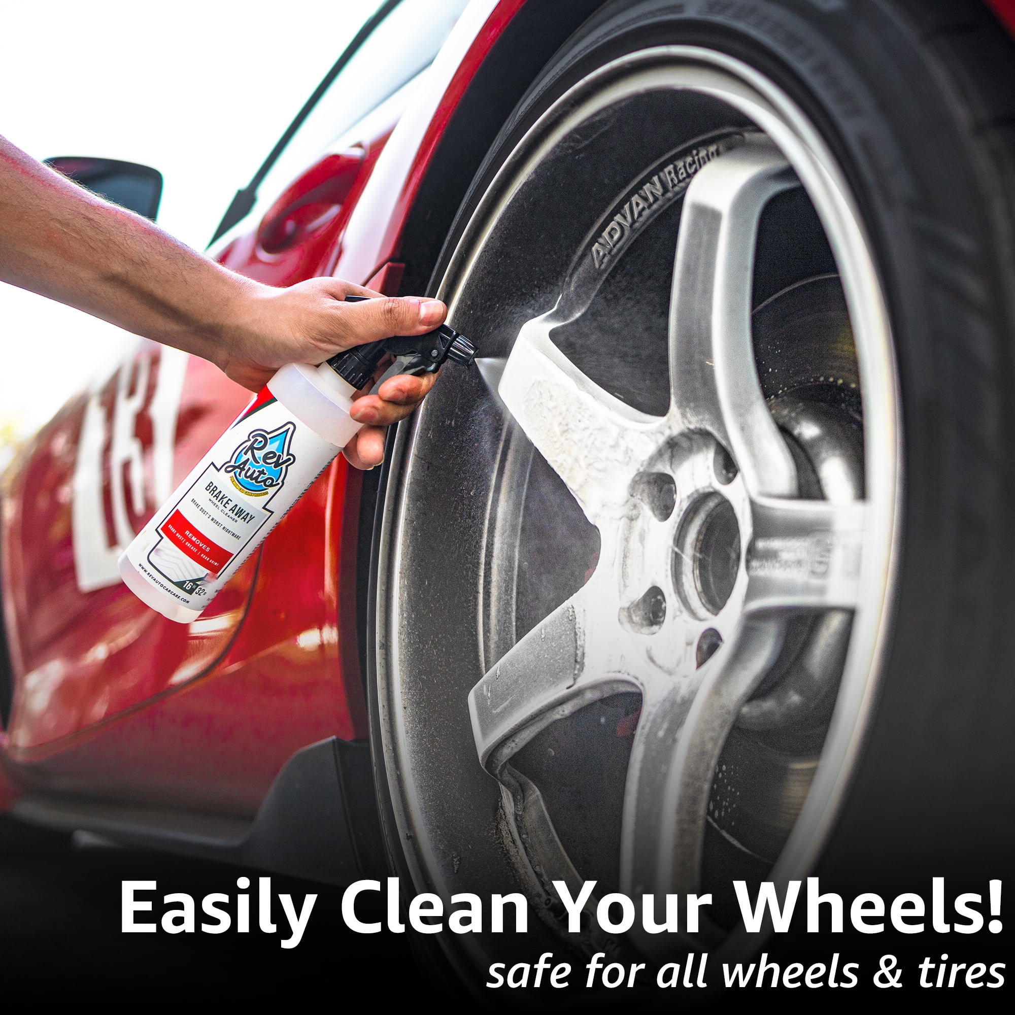 REV Auto Complete Wheel Cleaning Kit - 5 Item Car Washing Kit Includes Car Wheel and Tire Cleaner, Wheel Brush, Tire Shine, Tire Shine Applicator, and Drying Towel - Ideal for All Wheels & Tires