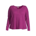 thumbnail image 5 of Terra & Sky Women's Plus Size Waffle Tee with Long Sleeves, Sizes 0X-4X, 5 of 5