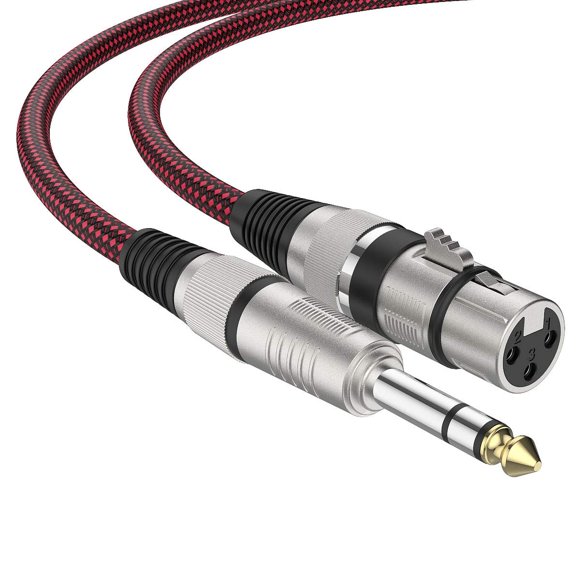 BIFALE 25ft 2Pack Nylon Braided Microphone Cable - Balanced 6.35mm (1/4 Inch) TRS to XLR Heavy Duty Mic Cable