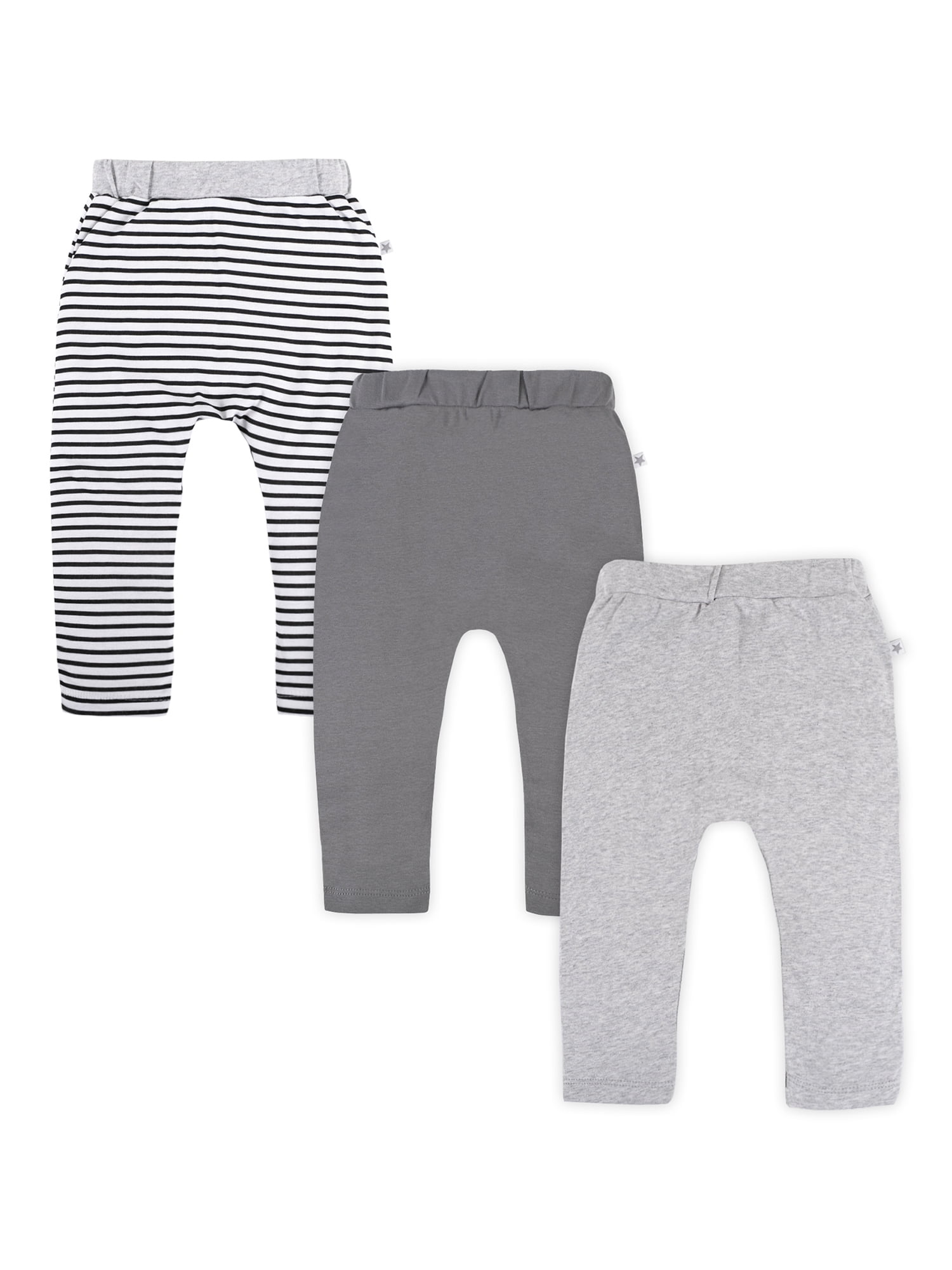 Little Star Organic Baby Girl Pants, 3pk