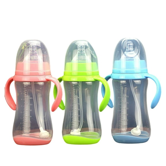 LHWEN 300ML Wide Caliber PP Baby Bottle with Handle Anti Drop Anti Flatulence Plastic Baby Bottle Easy Clean Comfortable Feeding Newborn Toddler Lightweight Perfect Grip Ideal for All Ages