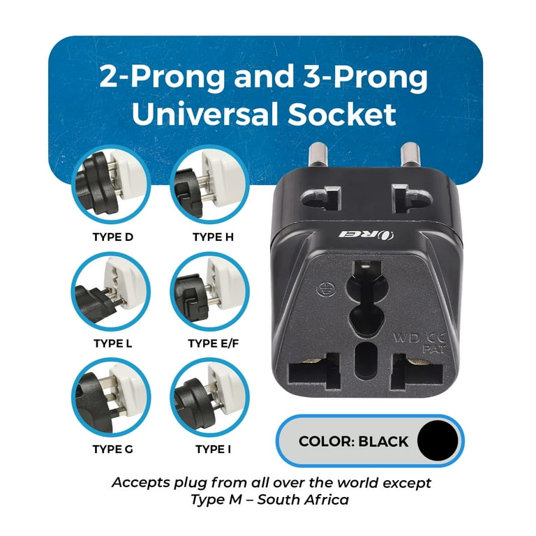 OREI 2 in 1 USA to Europe, Russia, UAE Adapter Plug (Type C) - 4