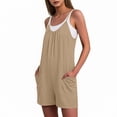 thumbnail image 6 of CQONEPT Womens Rompers for Summer Casual Loose Sleeveless Overalls Strap Jumpsuit Vacation Beach Outfits Khaki S, 6 of 6