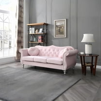 Modern Pink Velvet Sofa 220cm with Tufted Design and Hardwood Frame