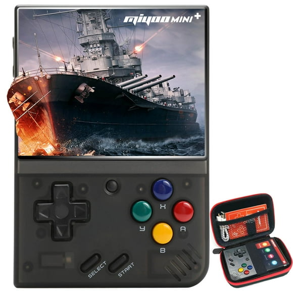 Miyoo Mini Plus,Handheld Retro Game Console with Storage Case,3.5" HD Display,Portable Open Source Game Console Supports Tons of Classic Games.(Black 64G)