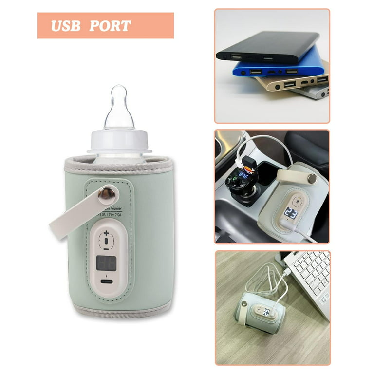 Portable Bottle Warmer for Baby Breastmilk, USB Charge and Accurate Heating  of Car and Travel Bottle Warmer,Adjustable Gear and Automatic Insulation