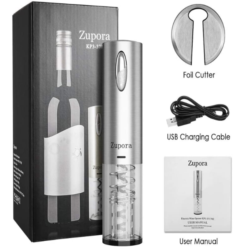 Charger Wine Pourer Batteries Vacuum Stopper YLEX Rechargeable Cordless Automatic Corkscrew Wine Bottle Opener with Foil Cutter Electric Wine Opener Set Open 100+ Bottles in one Full Charged 