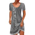 thumbnail image 1 of Taqqpue - Vestido playero bohemio informal de verano para mujer, con estampado floral, cuello redondo, manga corta, talla grande, 1 of 5