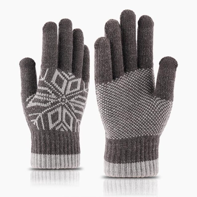 Knitted Wool Touch Screen Gloves, Men, Riding And Driving In Winter, Plus Fleece For Cold Protection, Couples Warm Gloves Grey