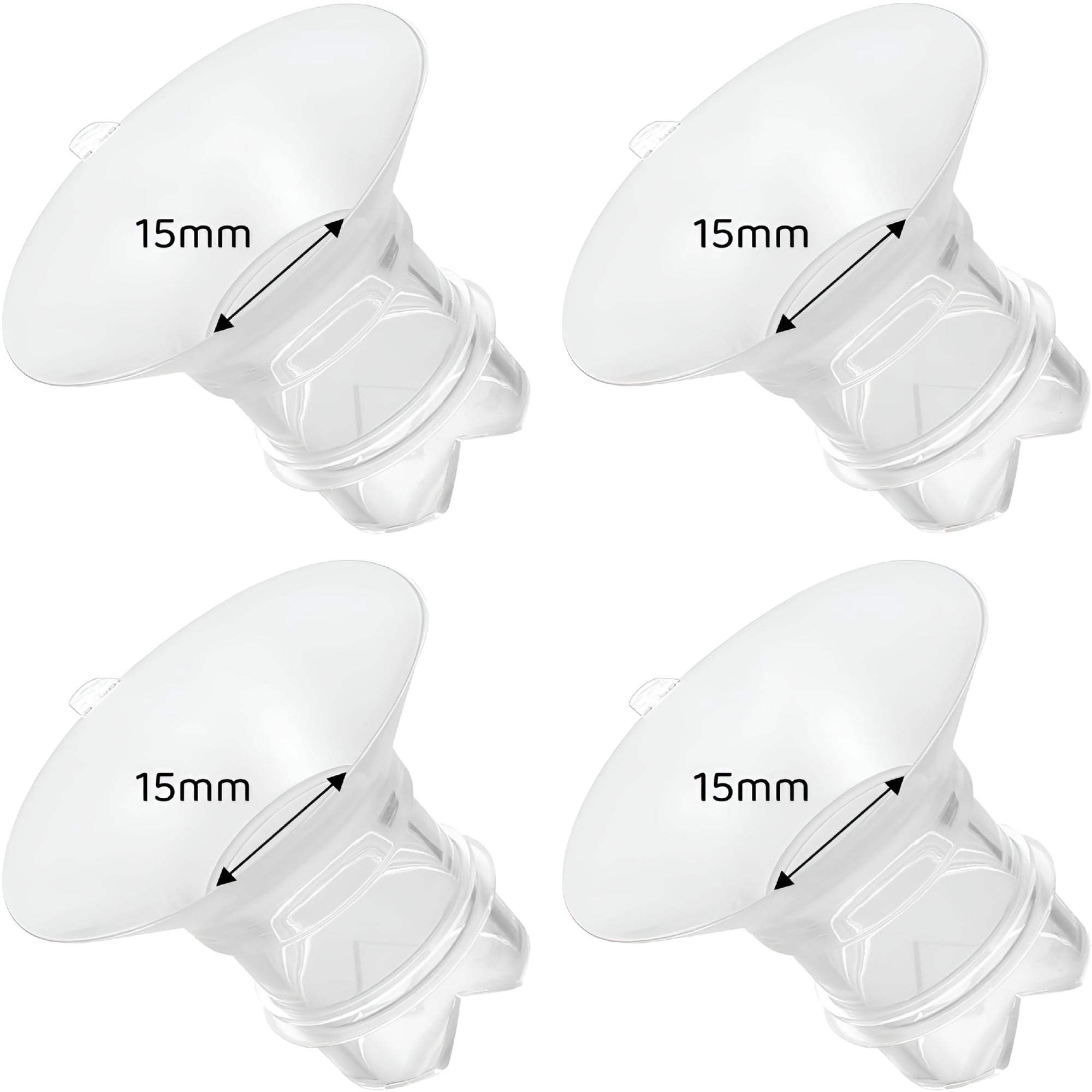 XIRQI 15Mm Breast Pump Flange Inserts,Compatible with 24Mm Flanges,Reducing Nipple Passage to 15Mm,4-Pack