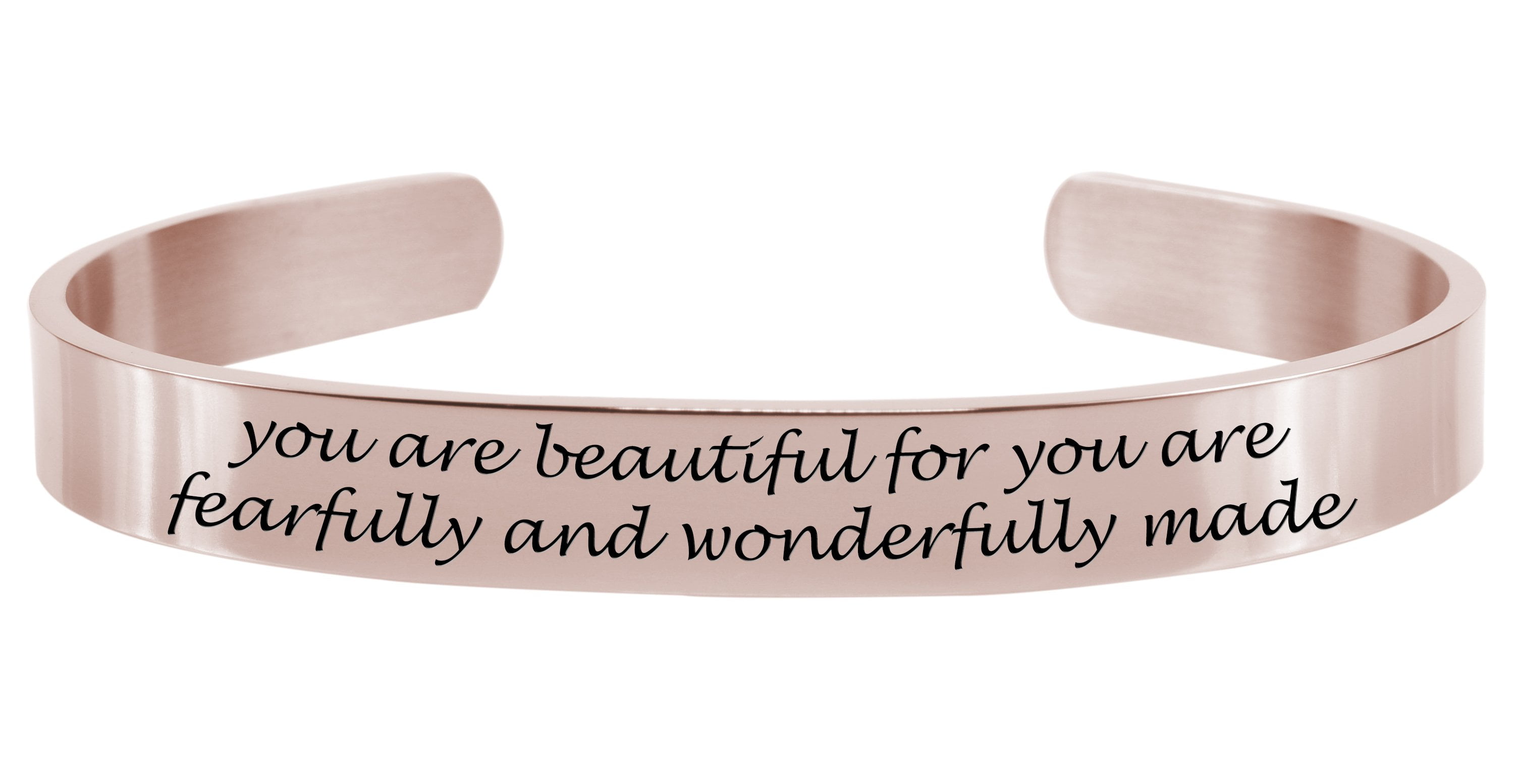 Pink Box Solid Stainless Steel Inspirational Cuff I Love You to The Moon Gold