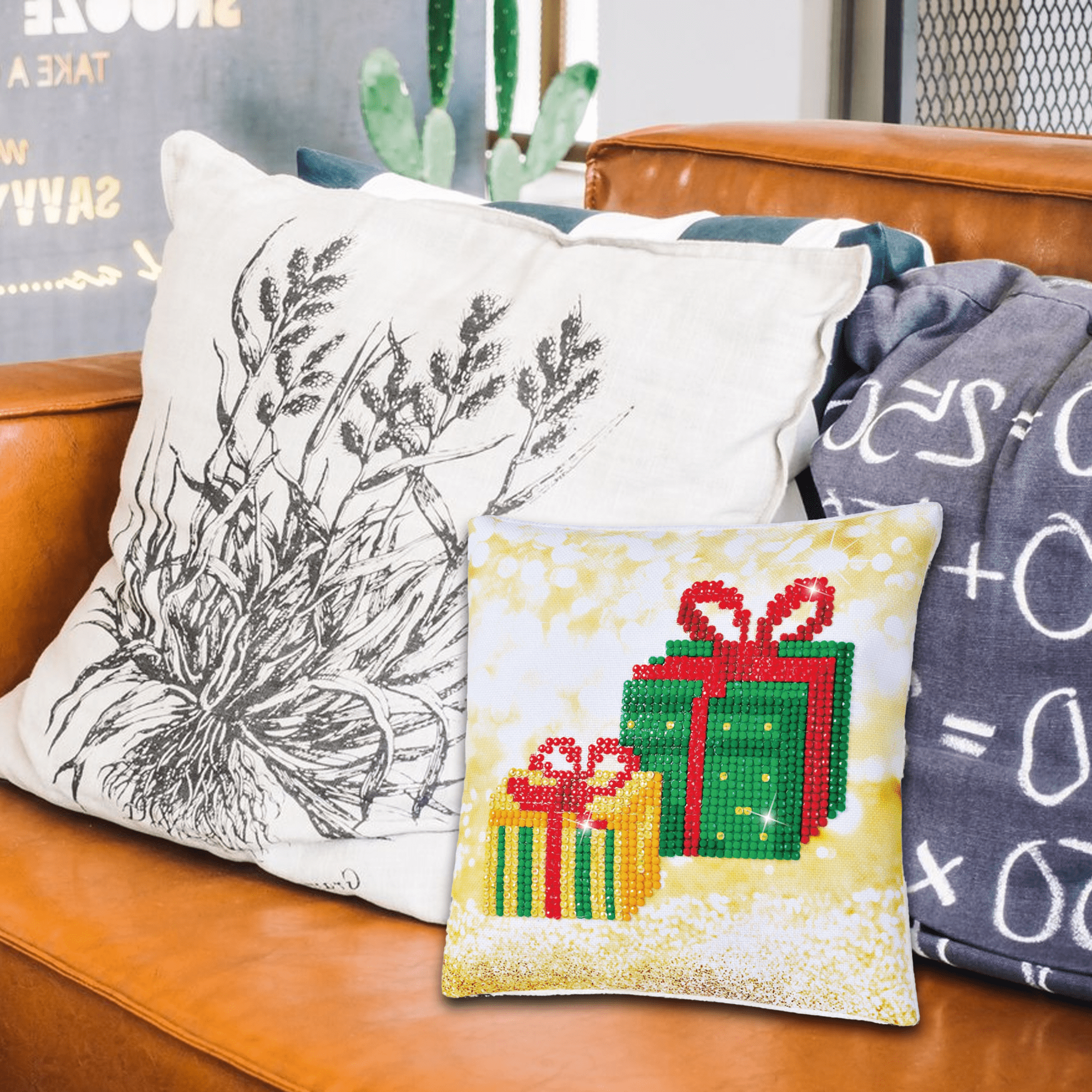 Diamond Dotz Christmas Gifts Pillow Presents Diamond Painting Kits for Adults - Diamond Art Kits a Relaxing Creative Craft Kit with Dotz Gems 7"x7"