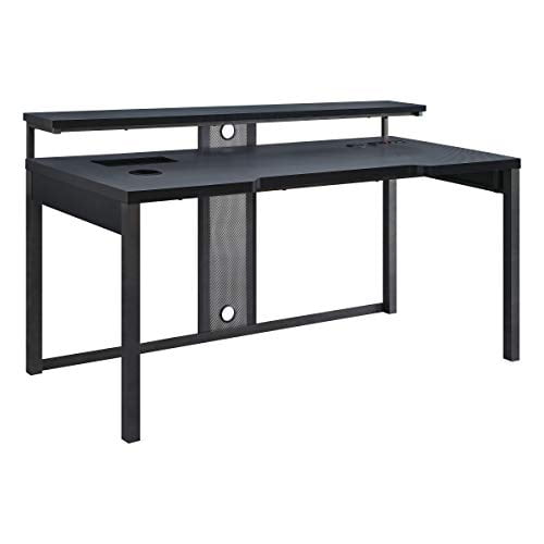 OSP Adaptateur de Mobilier Bureau de Jeu 63 Pouces avec Lumières DEL RVB et Concentrateur d'Alimentation Intelligent, Noir Mat