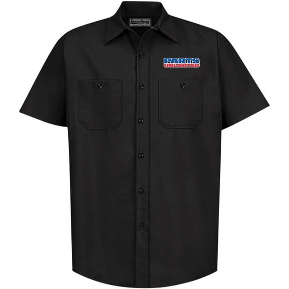 Throttle Threads Parts Unlimited Mens Button Up Short Sleeve Shirt Black XL