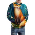 thumbnail image 5 of Fox in Enchanted Garden Men's Women Vintage 3D Hooded Sweatshirt - All-Season Loose Fit Streetwear, 5 of 6
