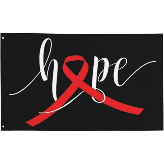 World Aids Day Red Ribbon Gifts For Women Men Black Flag 3x5Ft for Room Decor Flags for Bedroom Wall Mom Gifts Mothers Day Gifts for Mom Fathers Day Gift for Dad Birthday Gifts