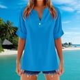 thumbnail image 2 of Kcolen Women Blouses for Work Summer Solid Color Short Sleeve T-Shirts V Neck Comfortable Pullovers Loose Fit Summer Outfits Clothes for Women, 2 of 5