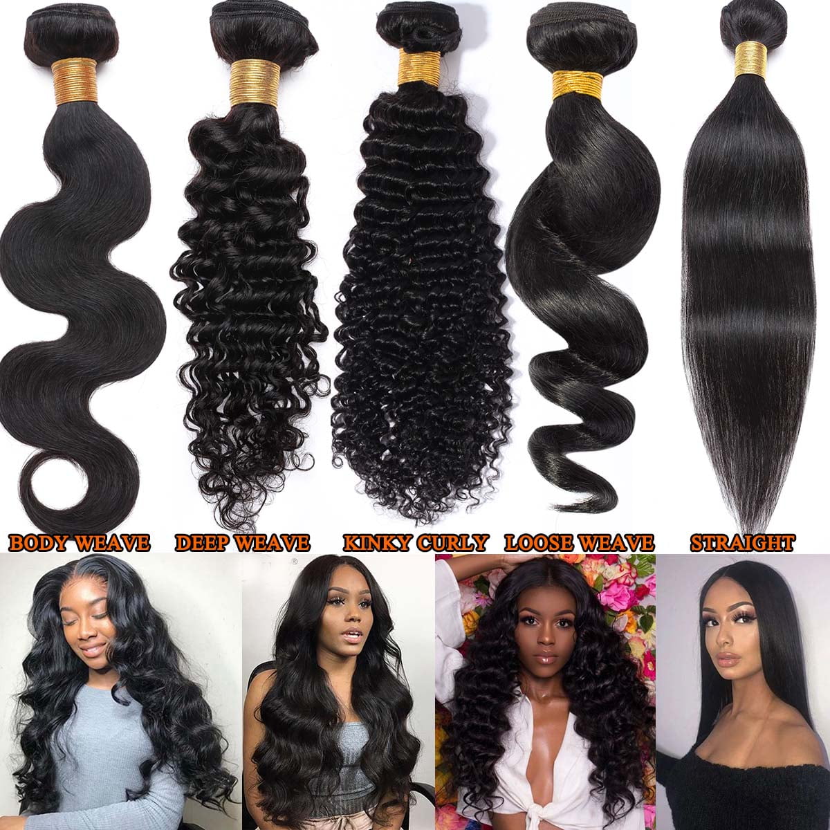 SEGO Brazilian Straight Human Hair 1 Bundles Straight Loose Wave 100% Unprocessed Virgin Hair Kinky Curly Hair Extensions Natural Black
