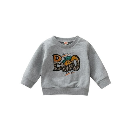 

Bagilaanoe Toddler Baby Girl Boy Halloween Sweatshirt Long Sleeve Pumpkin Print Pullover 6M 12M 18M 24M 3T Kids Fall Loose Tee Tops