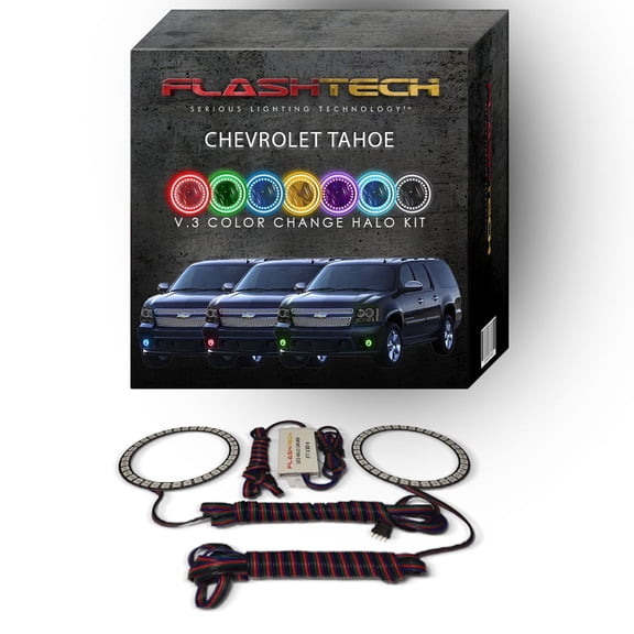 Flashtech RGB Multi Color Changing LED Halo kit for 2007-2013 Chevrolet Tahoe Fog Lights