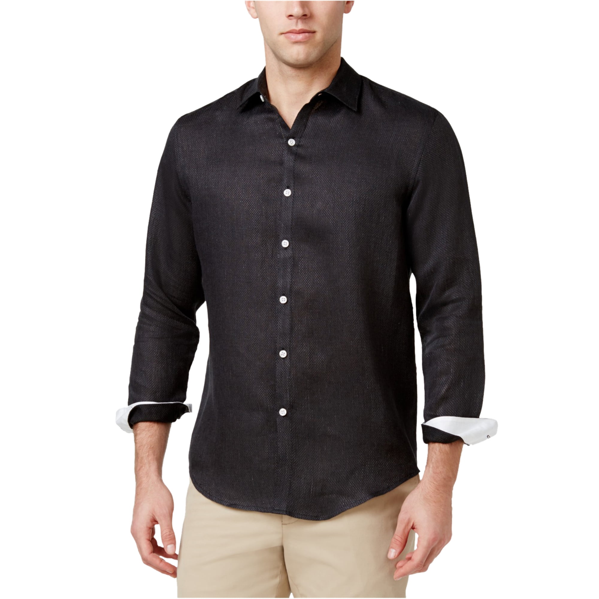 Tasso Elba - Tasso Elba Mens Textured Linen Button Up Shirt - Walmart ...