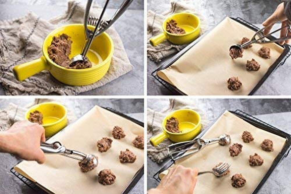  Cookie Scoop Set,JSDOIN Ice Cream Scoop Set, 3 PCS 18/8  Stainless Steel Ice Cream Scoop Trigger Include Large-Medium-Small Size,  Melon Scoop (cookie scoop): Home & Kitchen