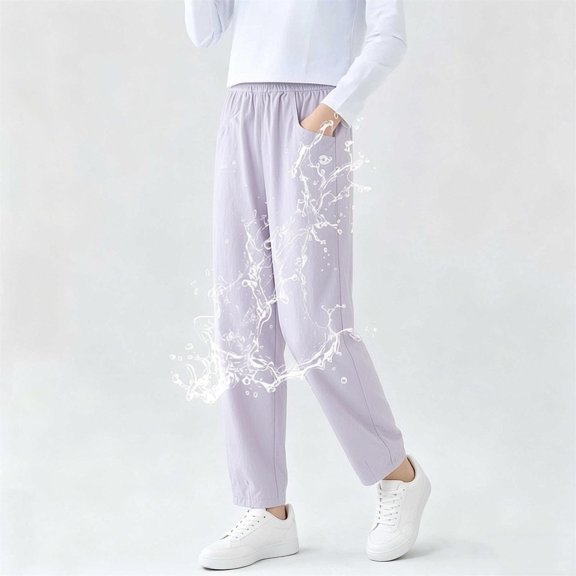 ZACPNCV Girls Sun Protection Pants UPF 50 Water Resistant Elastic Waist Lightweight Outdoor Hiking Trousers with Pockets Summer