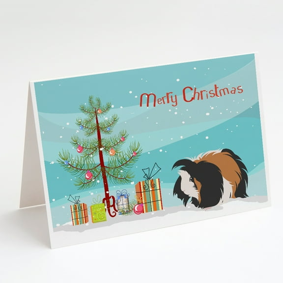 Sheba Guinea Pig Merry Christmas Greeting Cards and Envelopes Pack of 8