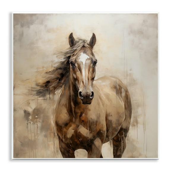 Stupell Industries Horse with Modern Drip Animals Painting Unframed Art Print Wall Art, 12 x 12