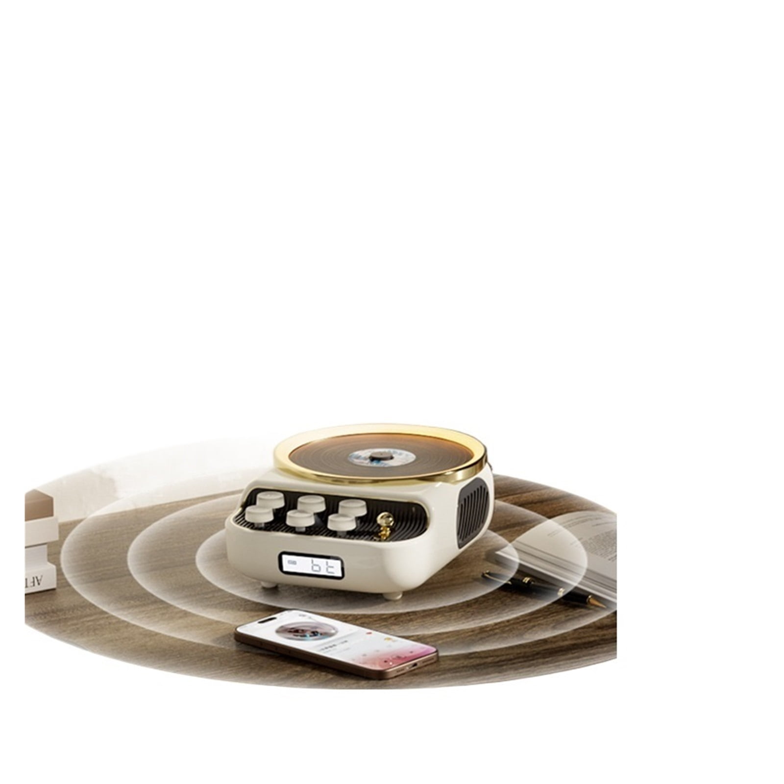 Portable Rechargeable Wall-Mount CD Player Bluetooth Speaker Music Player with Learning Functions