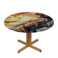 thumbnail image 3 of Orinice Dinosaur Bird Mountain Round Table Cover Stain Resistant Washable Indoor Outdoor Tablecloth Kitchen Dining Wedding Parties Picnic Farmhouse 100% Polyester Fiber 54-58, 3 of 8