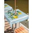thumbnail image 2 of Outdoor Tablecloth with Umbrella Hole for Patio/Picnic/Party/Camping, Summer Lemons Waterproof Table Cloth Square Cover Washable, Light Blue Striped Farmhouse Tropical Fruits (54"x 54"), 2 of 9