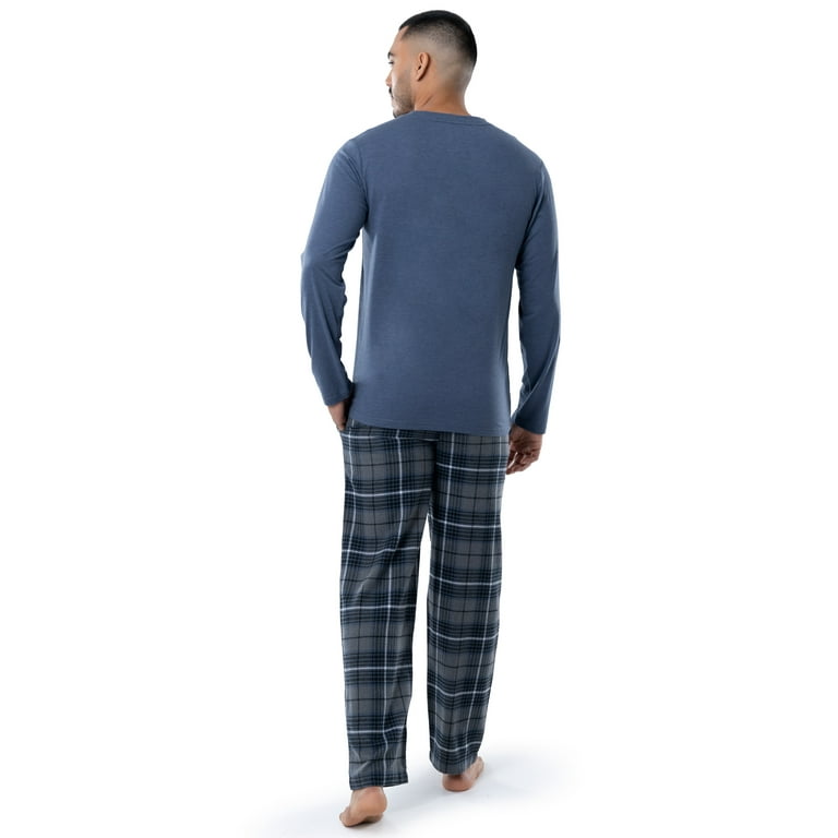 Fruit Of The Loom Men's Jersey Knit Top and Flannel Pajama Pants Set,  2-Piece, Sizes S-5XL 