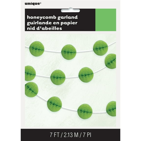 Tissue Paper Honeycomb Ball Garland, 7 ft, Lime Green, 1ct