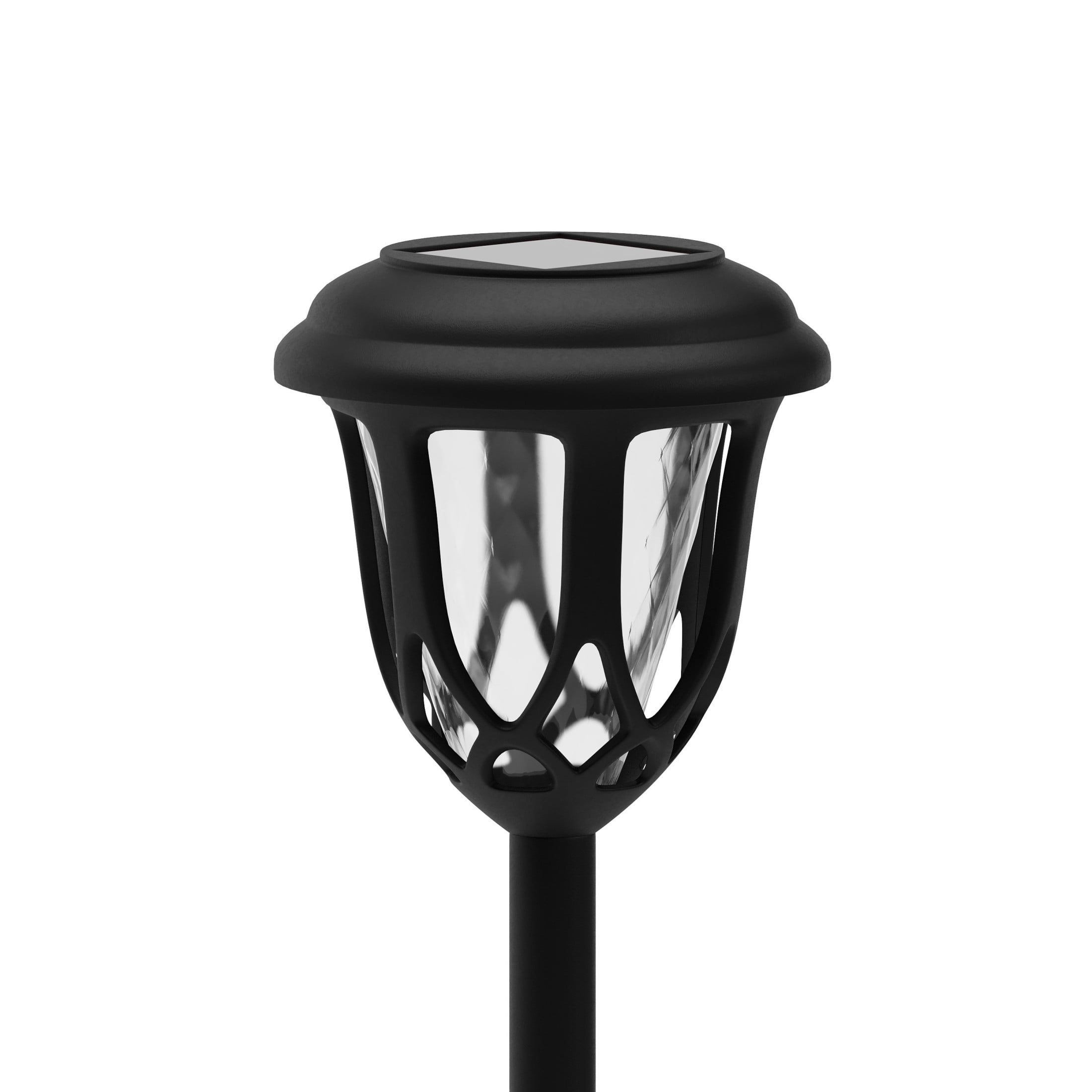 Emma + Oliver Set of 8 Black Flared Solar LED Lights, Decorative Solar Powered Landscape Lighting for Pathway, Garden, Patio, Driveway and Yard