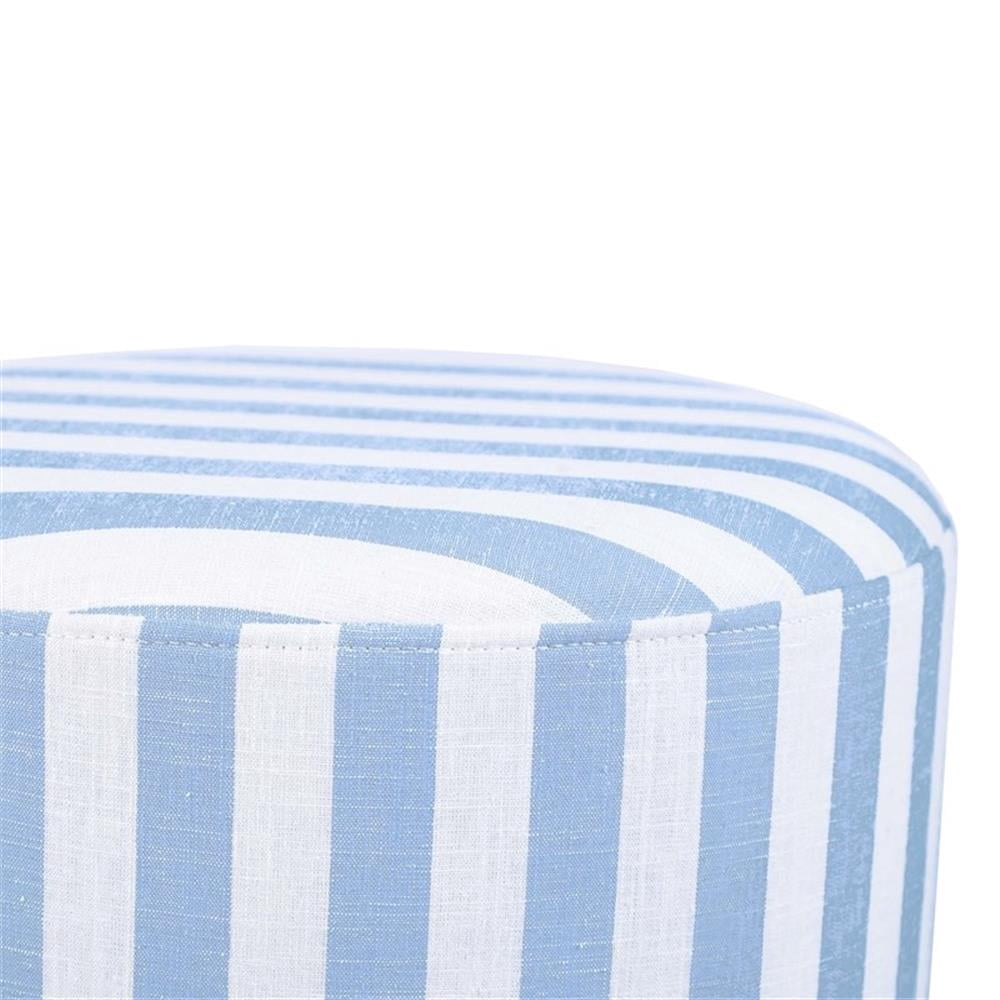 Maklaine Linen Pastel Blue Ottoman Circle Handmade Assembled