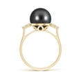 thumbnail image 2 of ANGARA Tahitian Cultured Pearl Ring with Trio Diamonds in 14K Yellow Gold for Women | June Birthstone, Birthday, Anniversary, Jewelry Gift for Women | Pearl Ring, 2 of 8