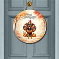 thumbnail image 2 of Happy Thanksgiving Miniature Pinscher Turkey Costume Pumpkins Autumn Leaves Round Wood Sign Mini Pin Dog Lover Hanging Wall Home Decor - 130144, 2 of 5