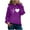 Purple, variant on jsaierl Womens Hoodies Heart Print Sweatshirt Top Long Sleeve Dressy Casual Shirt Loose Pullover Hooded Sweatshirt with Pocket