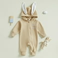 thumbnail image 2 of Gubotare Baby Clothes Boy Baby Cowboy Clothes Neutral Zipped Fall Romper Outfit for Boy Girl Lapel Cow Print One-piece Jumpsuit 0 3 6 9 12 18 24 Months (Khaki,3-6 Months), 2 of 4