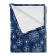 thumbnail image 2 of Christmas Soft Flannel Fleece Blanket, Winter Snowflakes Pattern Noel Time Celebration Happy New Year Design, Cozy Plush for Indoor and Outdoor Use, 70" x 90", Night Blue and White, by Ambesonne, 2 of 5